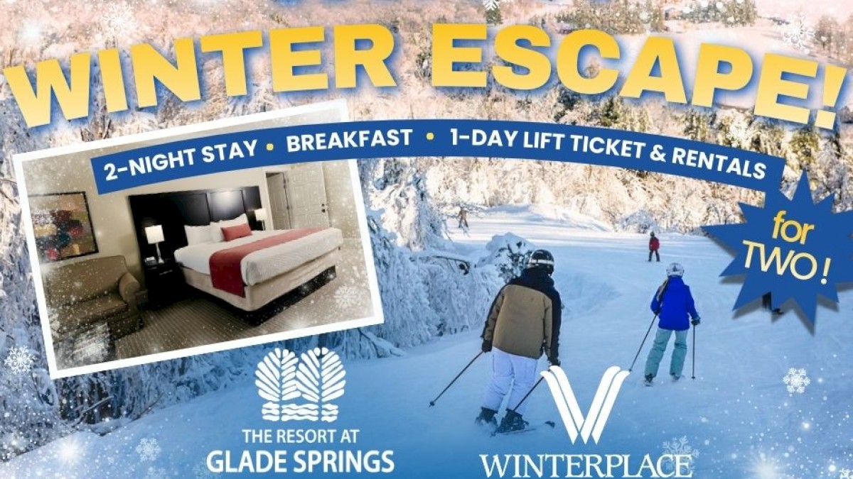 Win a winter escape: 2-night stay, breakfast, 1-day lift ticket, rentals at Winterplace, follow/like/tag a friend and share to win.